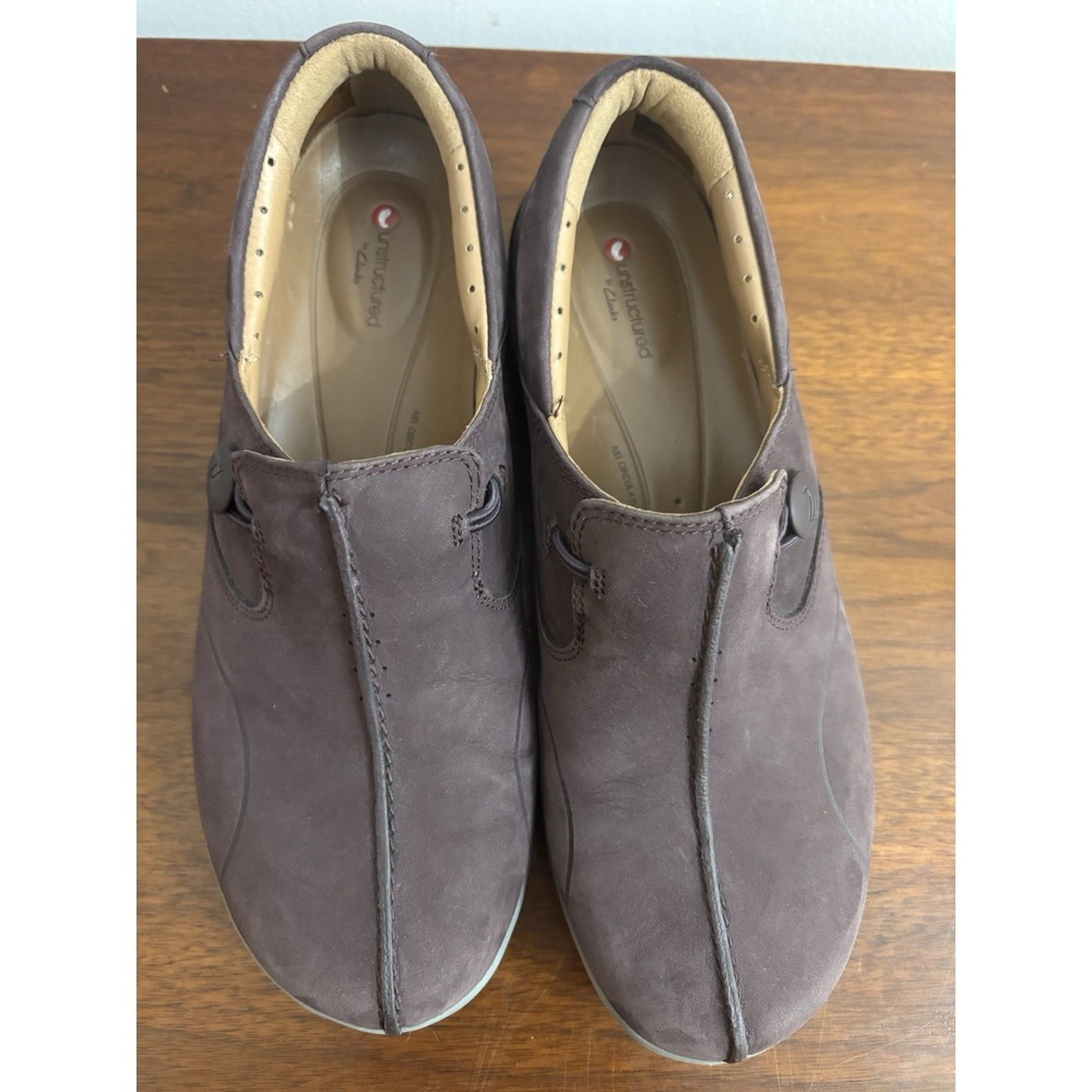 Clarks Women's Purple Unstructured Leather Slip-On Shoes Un.Loop 2 Walk $130 9M